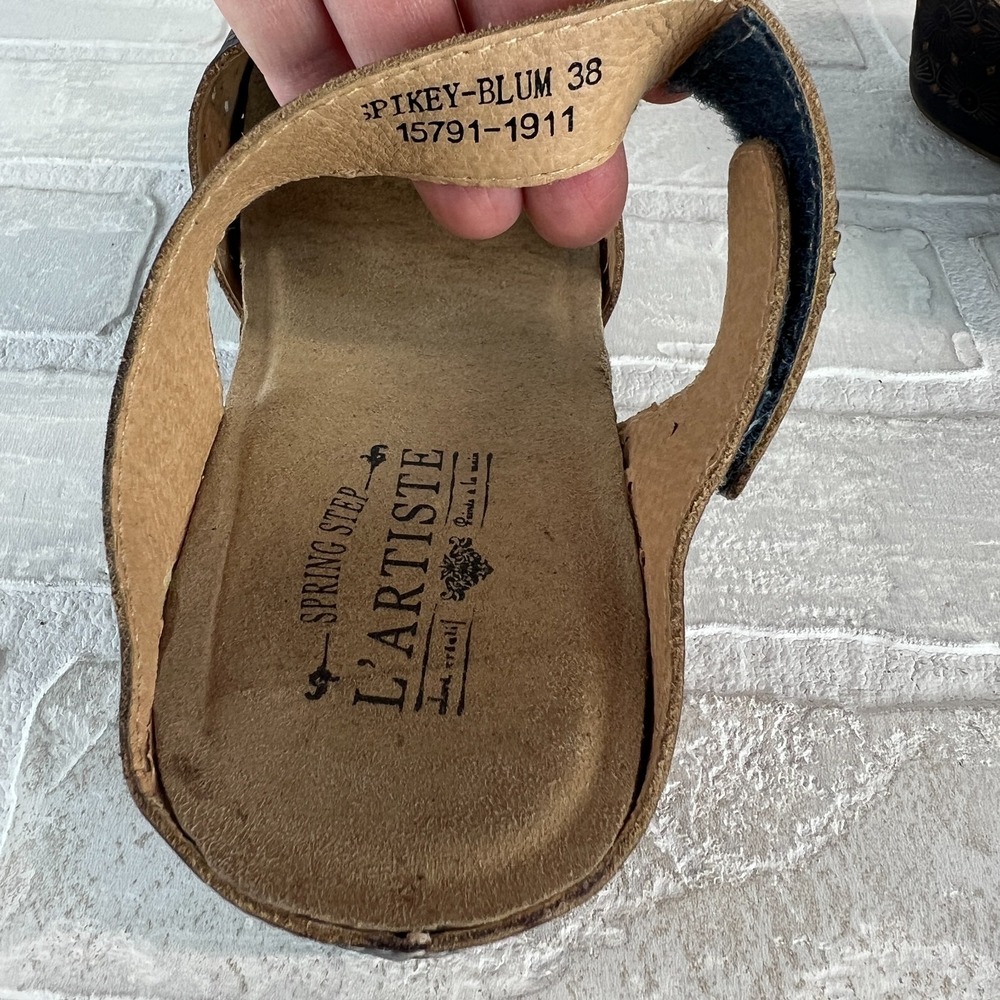 L'Artiste Spring Step Mary Jane Sandals Womens 38 7.5 8 Spikey Blum Floral Wedge - Picture 14 of 16